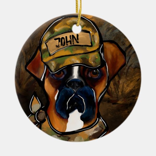 Boxer Dog Keramisch Ornament (Voorkant)