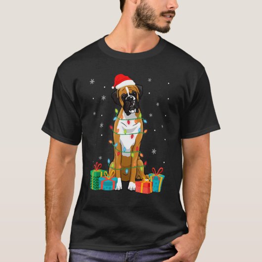 Boxer Dog-kerstboom lampjes T-shirt (Voorkant)