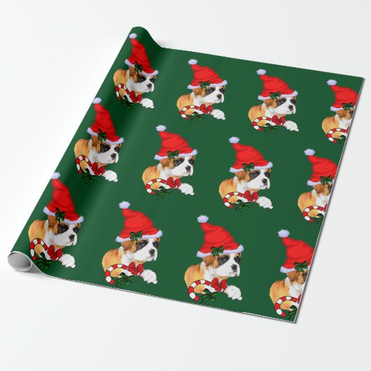 Boxer Dog Kerstmis Cadeaupapier (Uitgerold)
