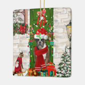 Boxer Dog Kerstmis Keramisch Ornament (Links)