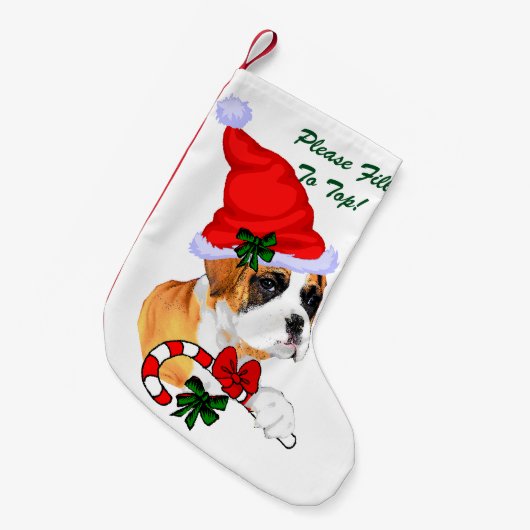 Boxer Dog Kerstmis Kleine Kerstsok (Voorkant (Hangend))