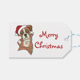Boxer Dog Kerstwinter winterdieren Honden Truck Cadeaulabel