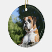 Boxer Dog Laying on a Rock Keramisch Ornament (Links)