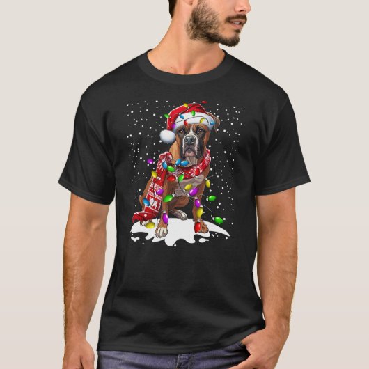 Boxer Dog Lighting Xmas Boxer Christmas T-shirt (Voorkant)