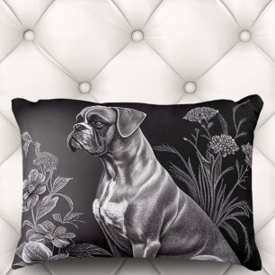 Boxer Dog met Floral Motif Accent Pillow Kussen
