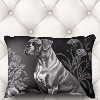  Boxer Dog met Floral Motif | Accent Pillow Kussen