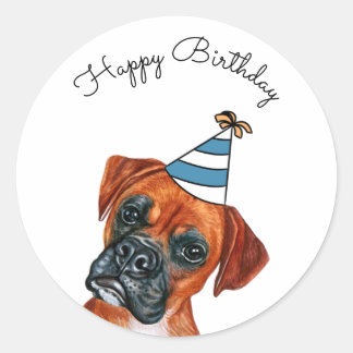 Boxer Dog met Pet Klassieke Ronde Sticker van de P