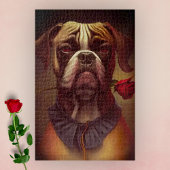 Boxer Dog met Roos Jigzaag Puzzle | 1,014 stuks Legpuzzel