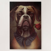 Boxer Dog met Roos Jigzaag Puzzle | 1,014 stuks Legpuzzel (Verticaal)