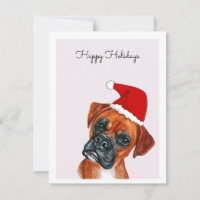 Boxer Dog met Santa Hat Kaart