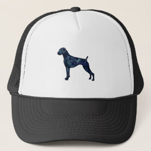 Boxer Dog Natural Ears Black Waterverf Silhouette Trucker Pet