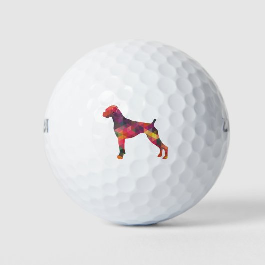 Boxer Dog Natural Ears geo Silhouette Multi Golfballen (Voorkant)