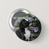 Boxer Dog Panting Ronde Button 5,7 Cm (Voorkant /achterkant)