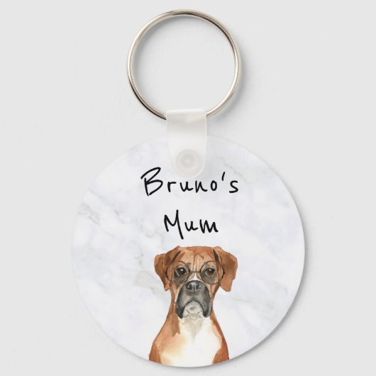 Boxer Dog Personalized Key Ring Sleutelhanger (Voorkant)