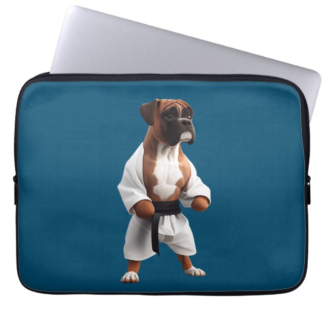 Boxer Dog Play Karate, Boxer Dog Karate Player Laptop Sleeve (Voorkant)