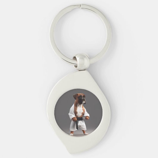 Boxer Dog Play Karate, Boxer Dog Karate Player Sleutelhanger (Voorkant)