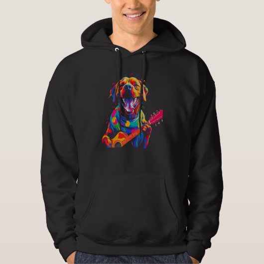 Boxer Dog Pop Guitar Hoodie (Voorkant)