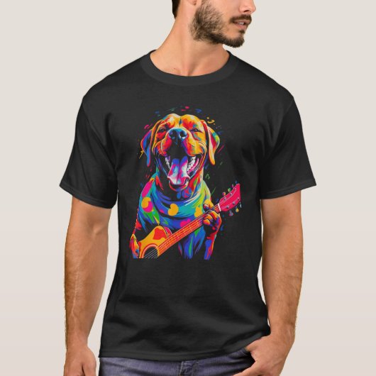 Boxer Dog Pop Guitar T-shirt (Voorkant)