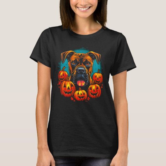 Boxer Dog Pop Halloween Pumpkin T-shirt (Voorkant)