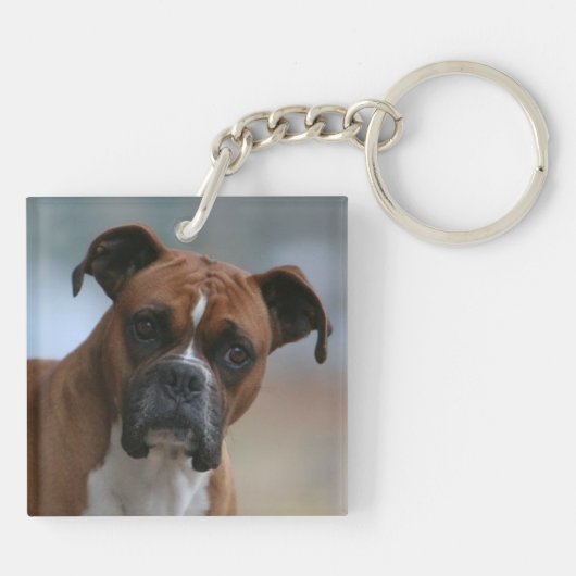 Boxer dog Portrait Double-Sided Sleutelhanger (Achterkant)