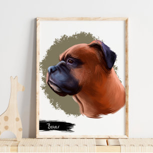 Boxer Dog Portrait Pet Portret Wall afdrukken Poster