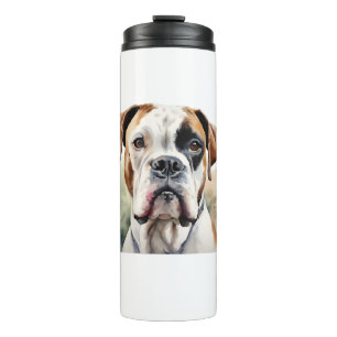 Boxer Dog Pose in Waterverf Thermosbeker