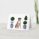 Boxer Dog Puppy Topiary Waterverf Kaart (Voorkant)