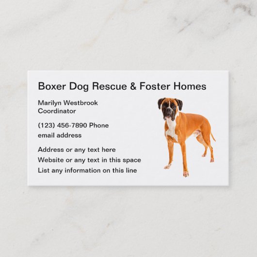 Boxer Dog Rescue and Foster Homes Visitekaartje (Voorkant)