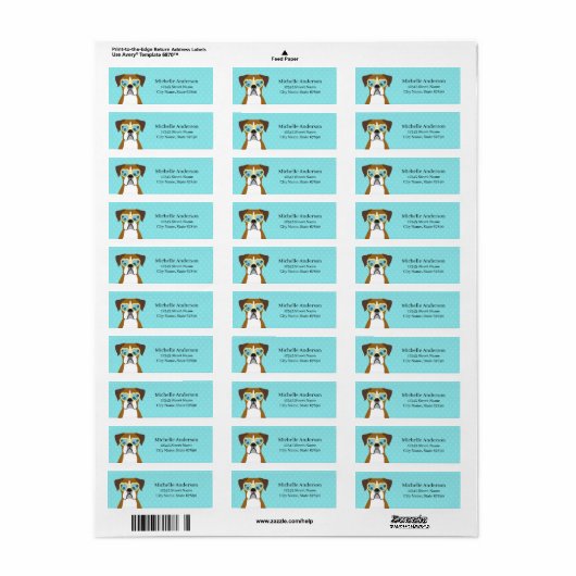 Boxer Dog Return Address Labels (Full Sheet)