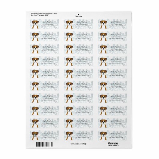 Boxer Dog Return Address Labels (Full Sheet)