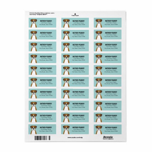 Boxer Dog Return Address Labels (Full Sheet)