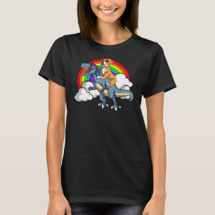 Boxer Dog Riding Dinosaur Trex German Deutscher Fu T-shirt