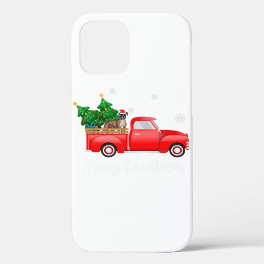 Boxer Dog Riding Red Truck Kerstmis Case-Mate iPhone Case (Achterkant)