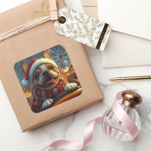Boxer Dog Roller Onderzetter Kerst Vierkante Sticker (Geschenken)