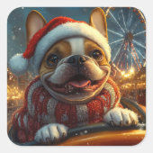 Boxer Dog Roller Onderzetter Kerst Vierkante Sticker (Voorkant)