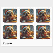 Boxer Dog Roller Onderzetter Kerst Vierkante Sticker (Vel)