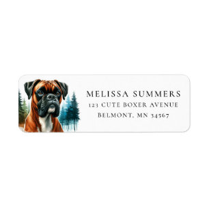 Boxer Dog Rustieke Bomen Retouradres Label