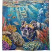Boxer Dog Scuba Duiken Onderwater Douchegordijn (Voorkant)