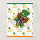 Boxer Dog Shamrock St. Patricks Day Feestdagenkaart (Voorkant)