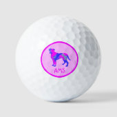 Boxer Dog Silhouette Hot Pink & Blue Golfballen (Voorkant)