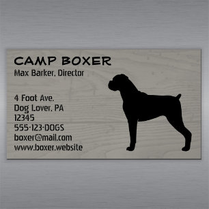 Boxer Dog Silhouette met Natural Ears Faux Wood Magnetisch Visitekaartje
