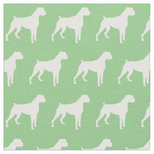 Boxer Dog Silhouette Pet Sage Green Stof