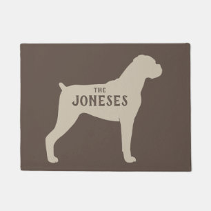 Boxer Dog Silhouette Welkom Mat Custom