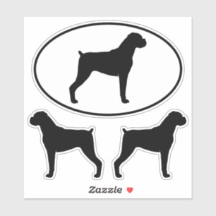 Boxer Dog Silhouettes met Natural Ears Stickers