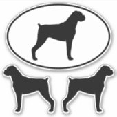 Boxer Dog Silhouettes met Natural Ears Stickers (Voorkant)