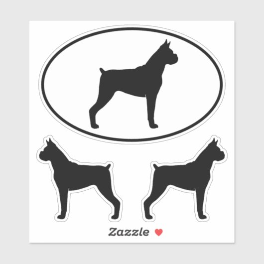 Boxer Dog Silhouettes Vinyl Sticker Set (Vel)