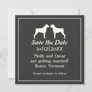 Boxer Dog Silhouettes Wedding Save the Date