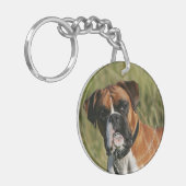 Boxer Dog Staring bij camera Sleutelhanger (Voorkant Links)