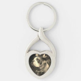 Boxer Dog -stijl Metal Heart Keychain