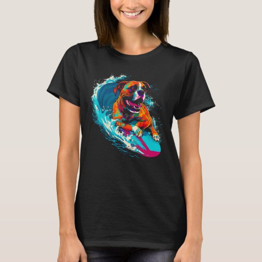 Boxer Dog Surfing T-shirt (Voorkant)
